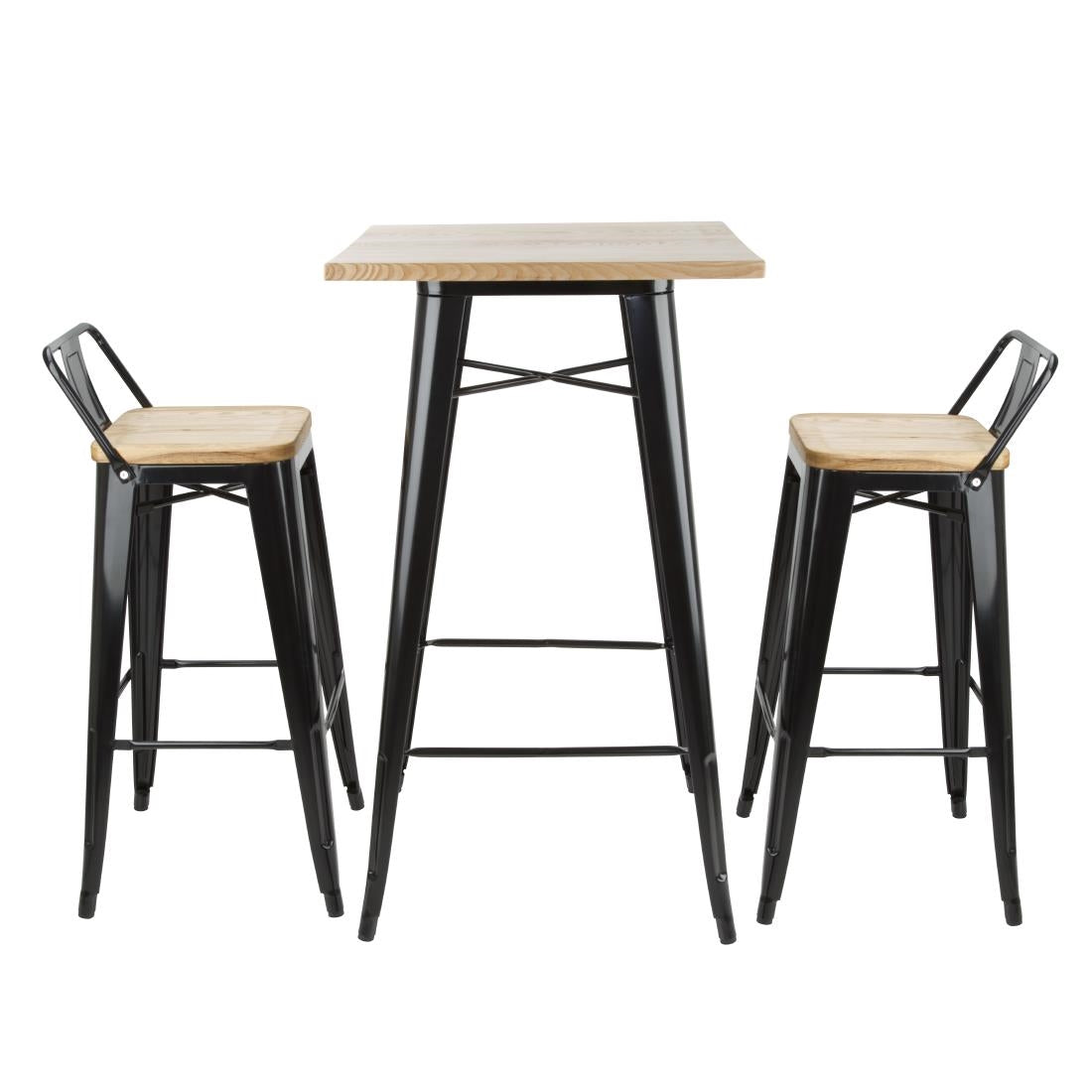 Bolero Bistro Bar Table with Wooden Top Black