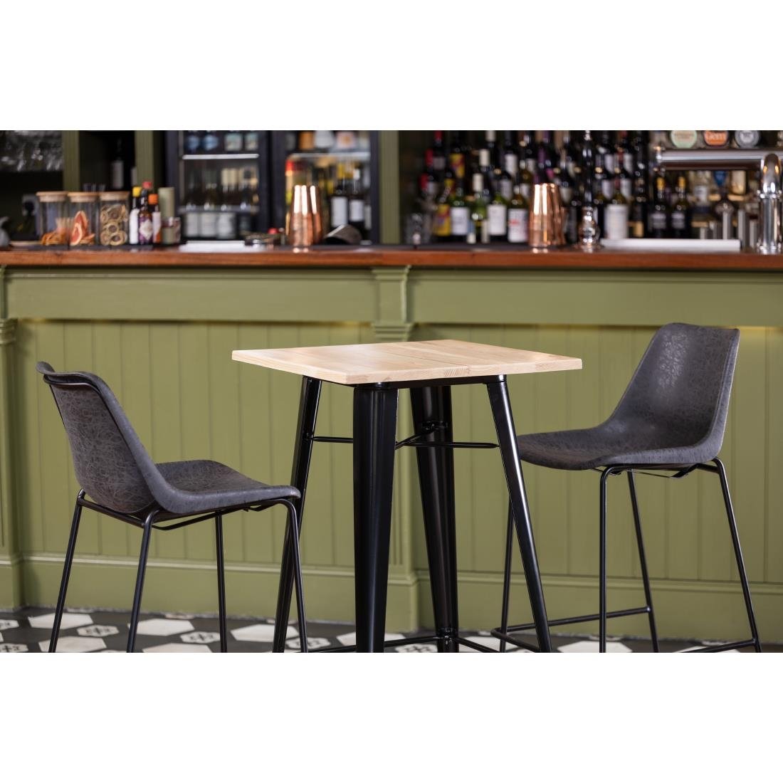 Bolero Bistro Bar Table with Wooden Top Black
