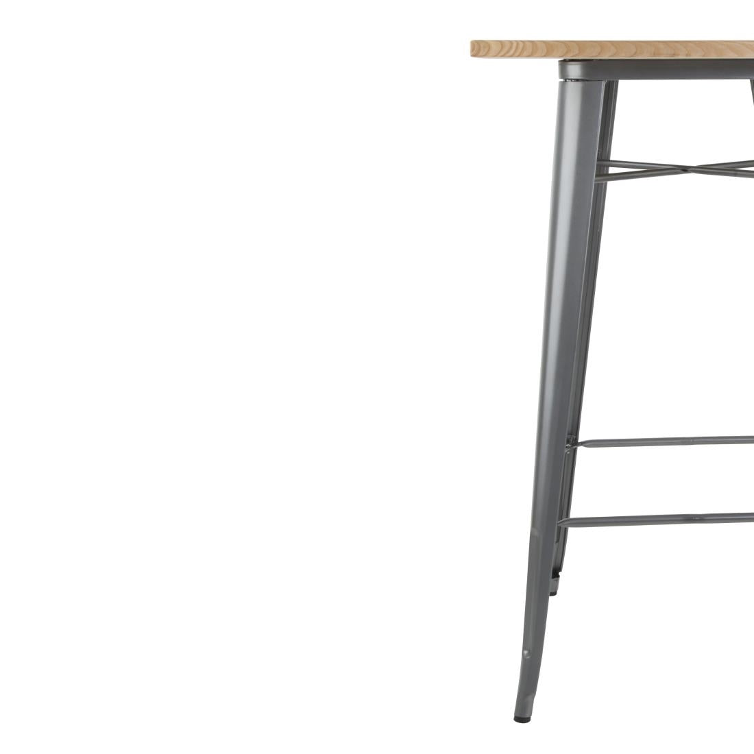 Bolero Bistro Bar Table with Wooden Top Gun Metal