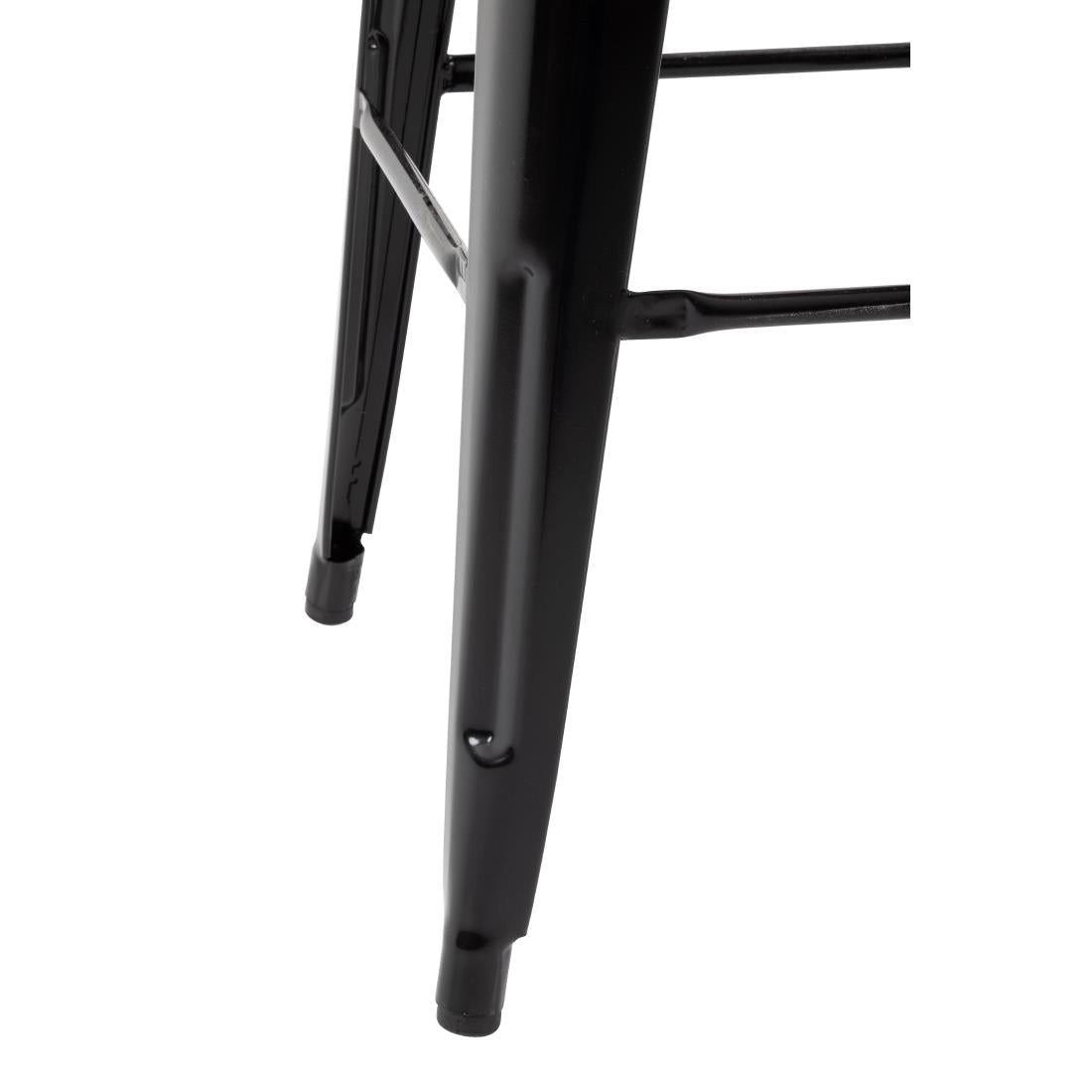 Bolero Bistro Backrest High Stools with Wooden Seat Pad Black (4 Pack)