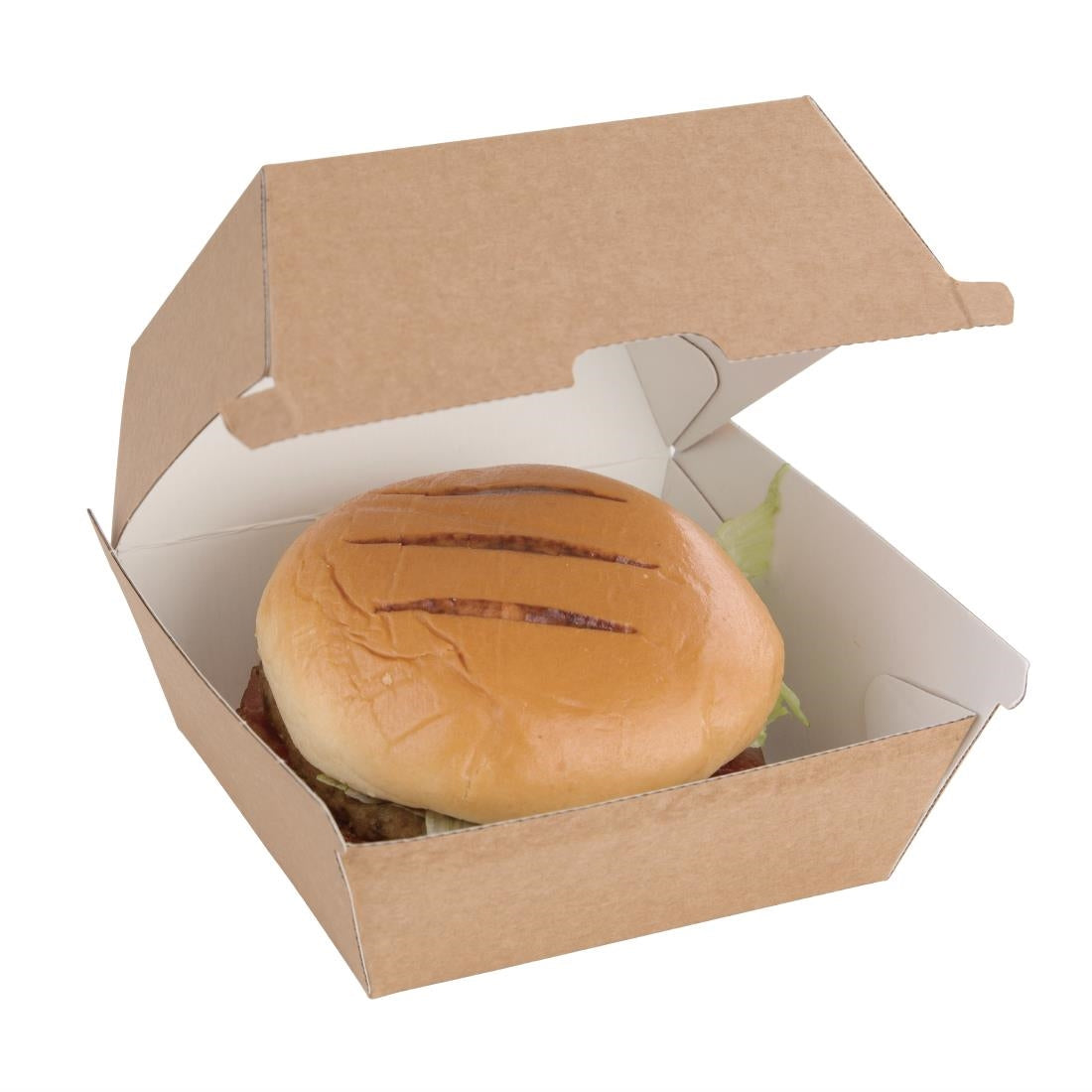 Fiesta Compostable Kraft Burger Boxes Small 105mm (200 Pack)