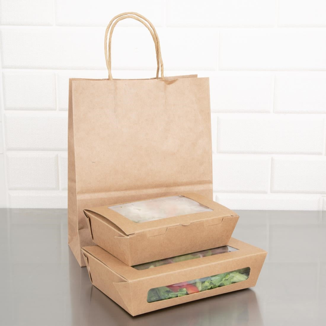 Fiesta Compostable Salad Boxes with PLA Windows 1200ml (200 Pack)