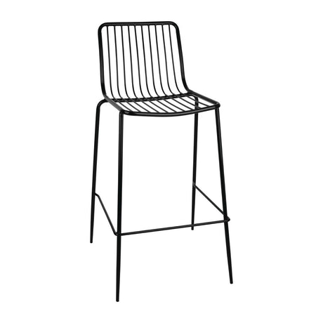 Bolero Steel Wire High Stools Black (4 Pack)