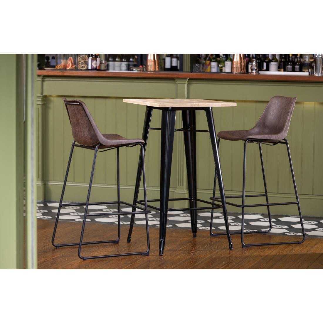Bolero Bistro Bar Table with Wooden Top Black
