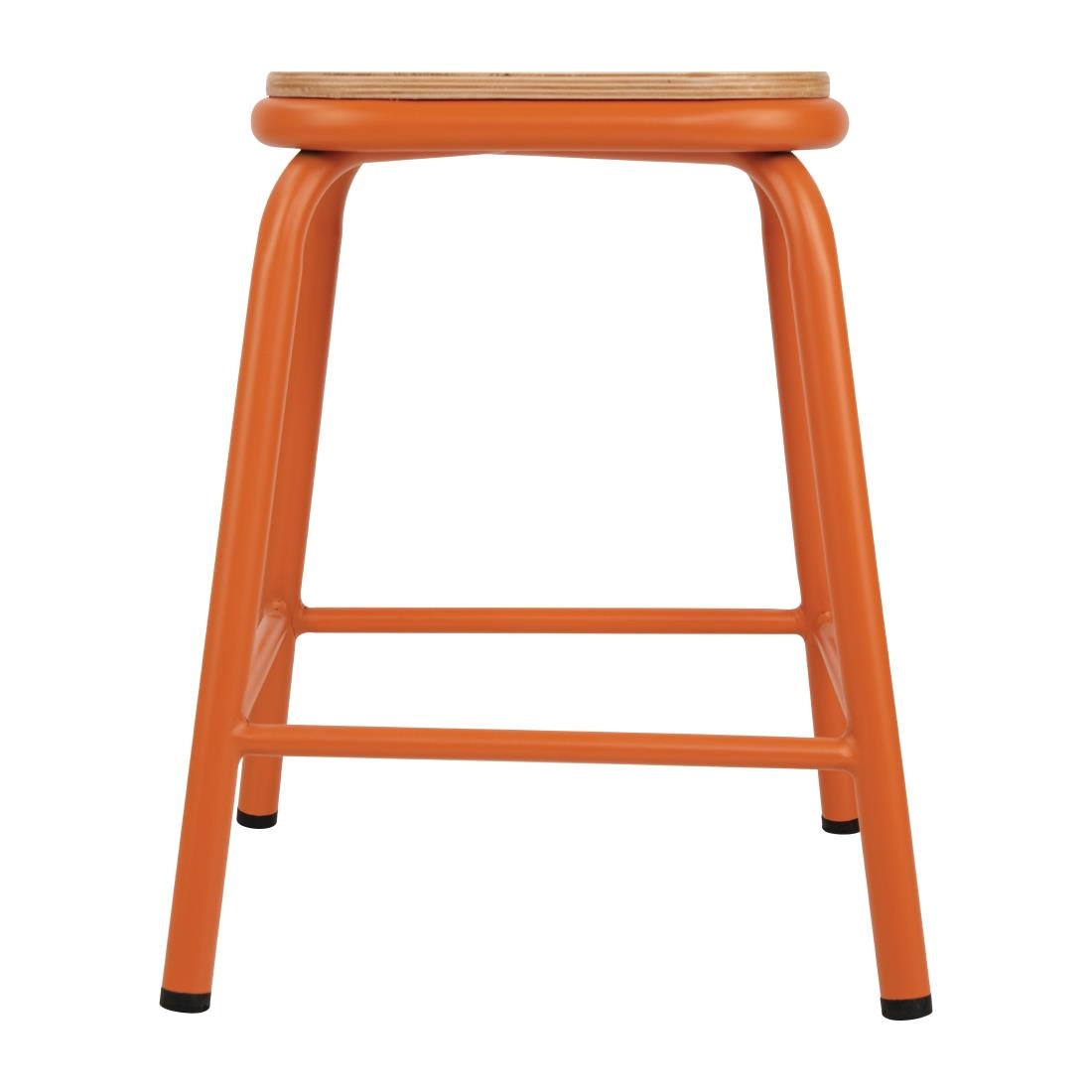 Bolero Cantina Low Stools with Wooden Seat Pad Orange (4 Pack)