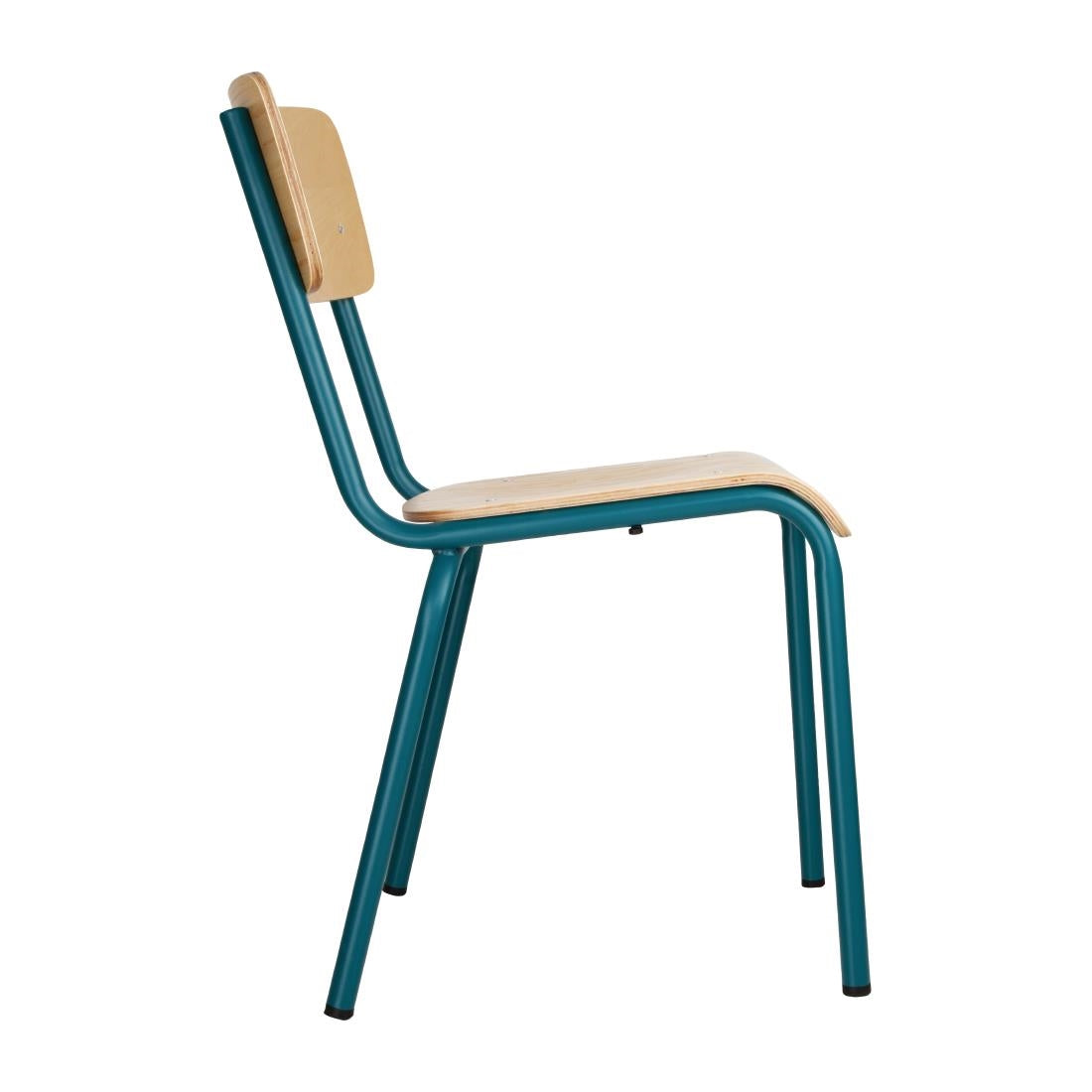 Bolero Cantina Side Chairs with Wooden Seat & Backrest Teal (4 Pack)