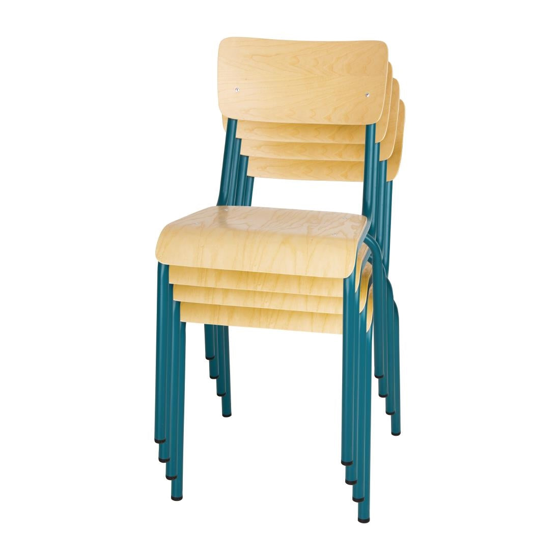 Bolero Cantina Side Chairs with Wooden Seat & Backrest Teal (4 Pack)