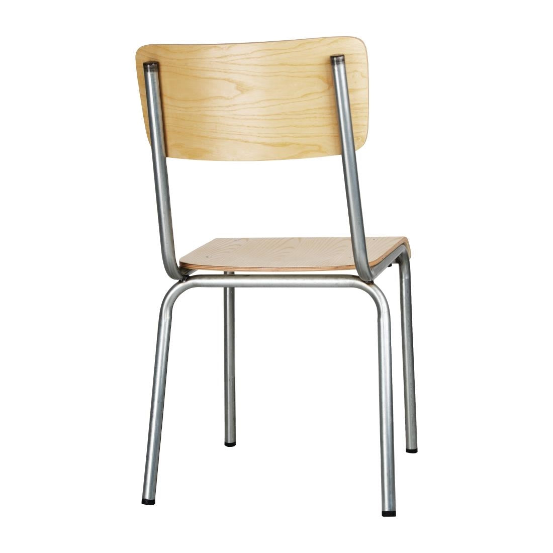 Bolero Cantina Side Chairs with Wooden Seat & Backrest Galvanised (4 Pack)