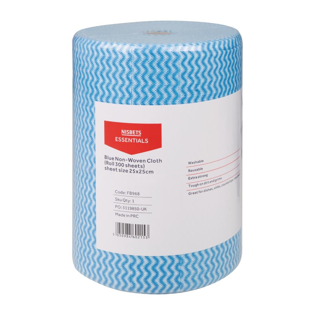Nisbets Essentials Non-Woven Cloth Blue (Roll of 300 Sheets)