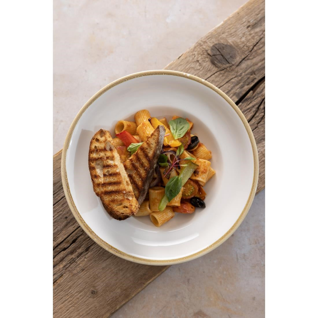 Olympia Kiln Pasta Bowls Chalk 250mm 340ml (4 Pack)