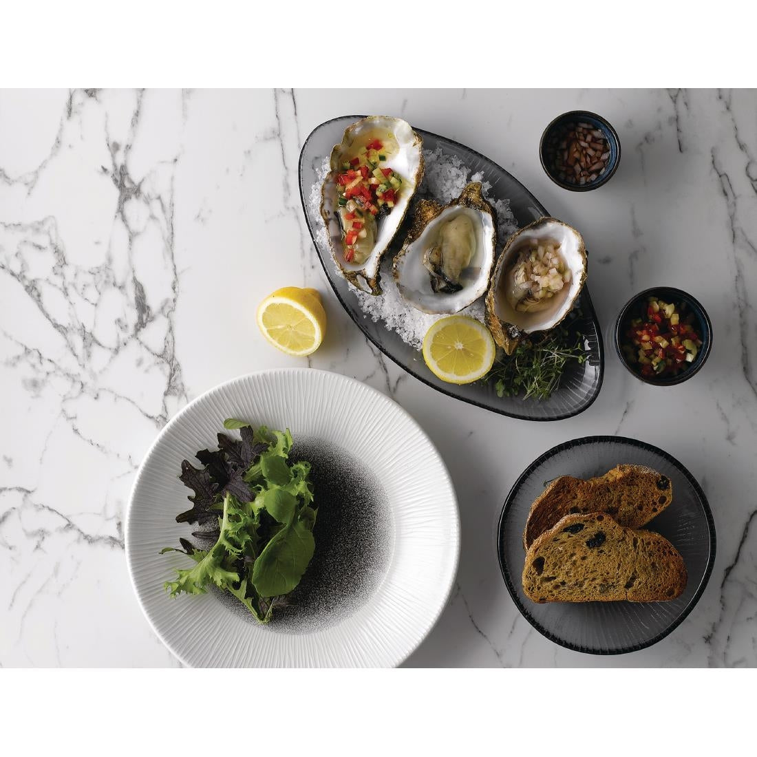 Churchill Bamboo Centre Print Deep Coupe Plates Quartz Black 255mm (12 Pack)