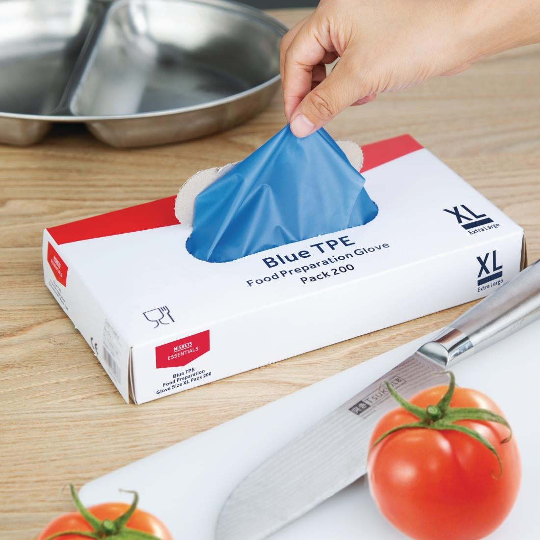 Nisbets Essentials Powder-Free TPE Gloves Blue XL (200 Pack)