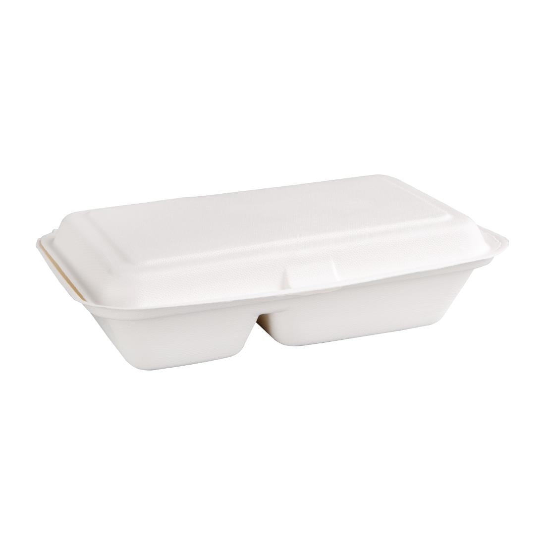 Fiesta Compostable Bagasse Hinged 2-Compartment Food Containers 253mm (200 Pack)