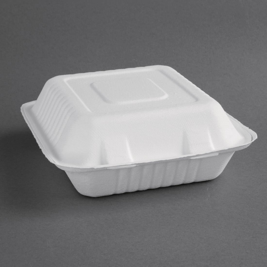 Fiesta Compostable Bagasse Hinged Food Containers 223mm (200 Pack)