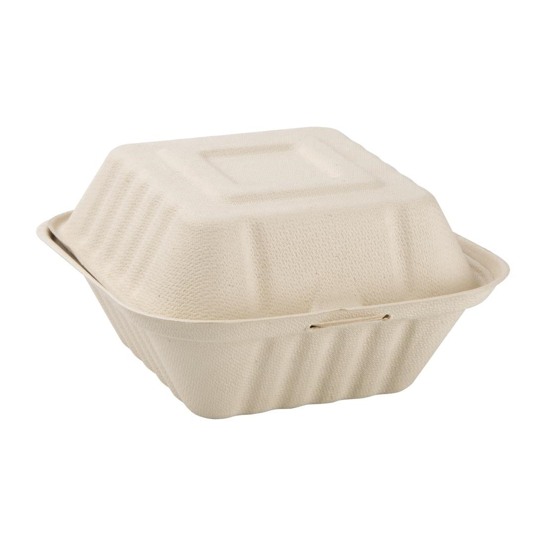 Fiesta Compostable Bagasse Burger Boxes Natural Colour 152mm (500 Pack)