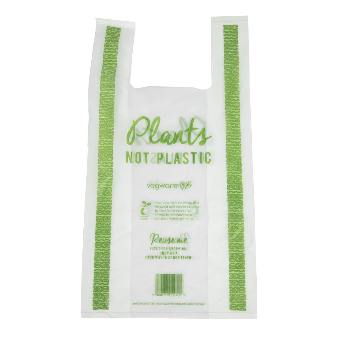 Vegware Compostable PLA Carrier Bags Medium (500 Pack)