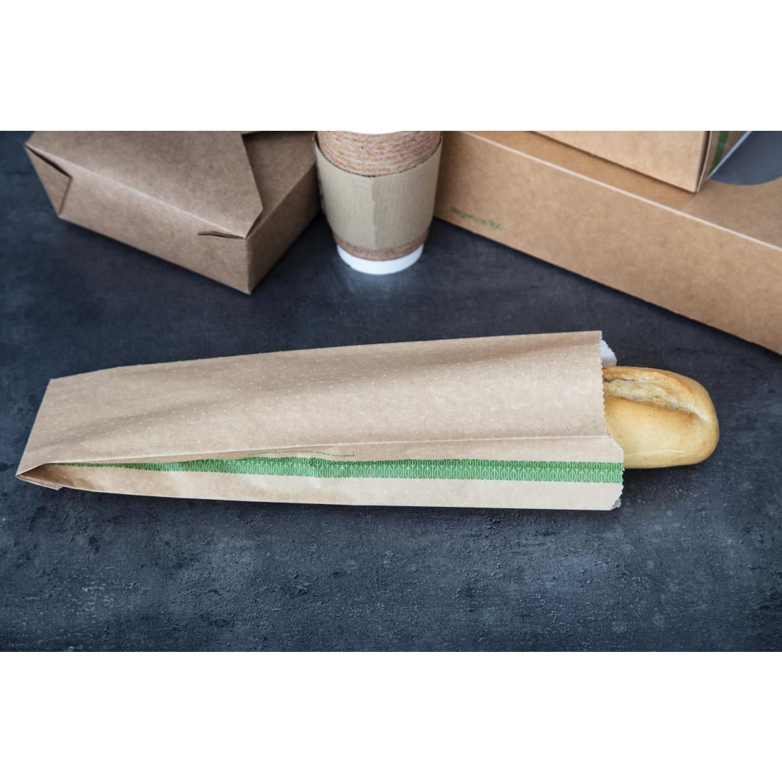 Vegware Compostable Therma Paper Hot Food Bags 356 x 101mm (500 Pack)