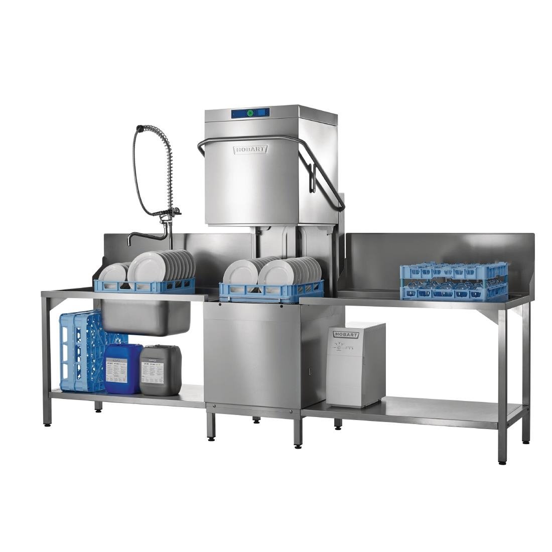 Hobart Profi Pass Through Dishwasher with Drain Heat Recovery and Water Softener AMXXRS-10A