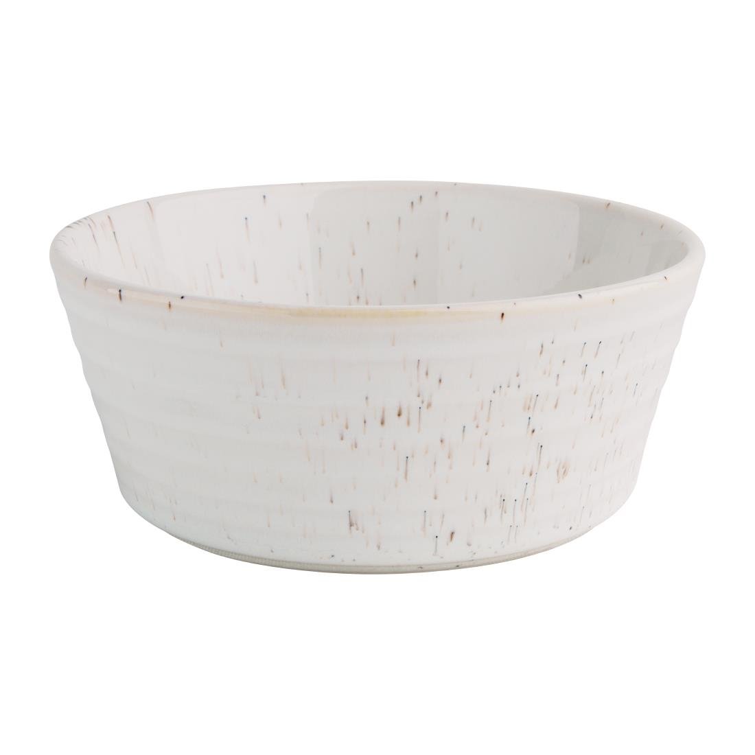 Olympia Cavolo Flat Round Bowls White Speckle 143mm (6 Pack)