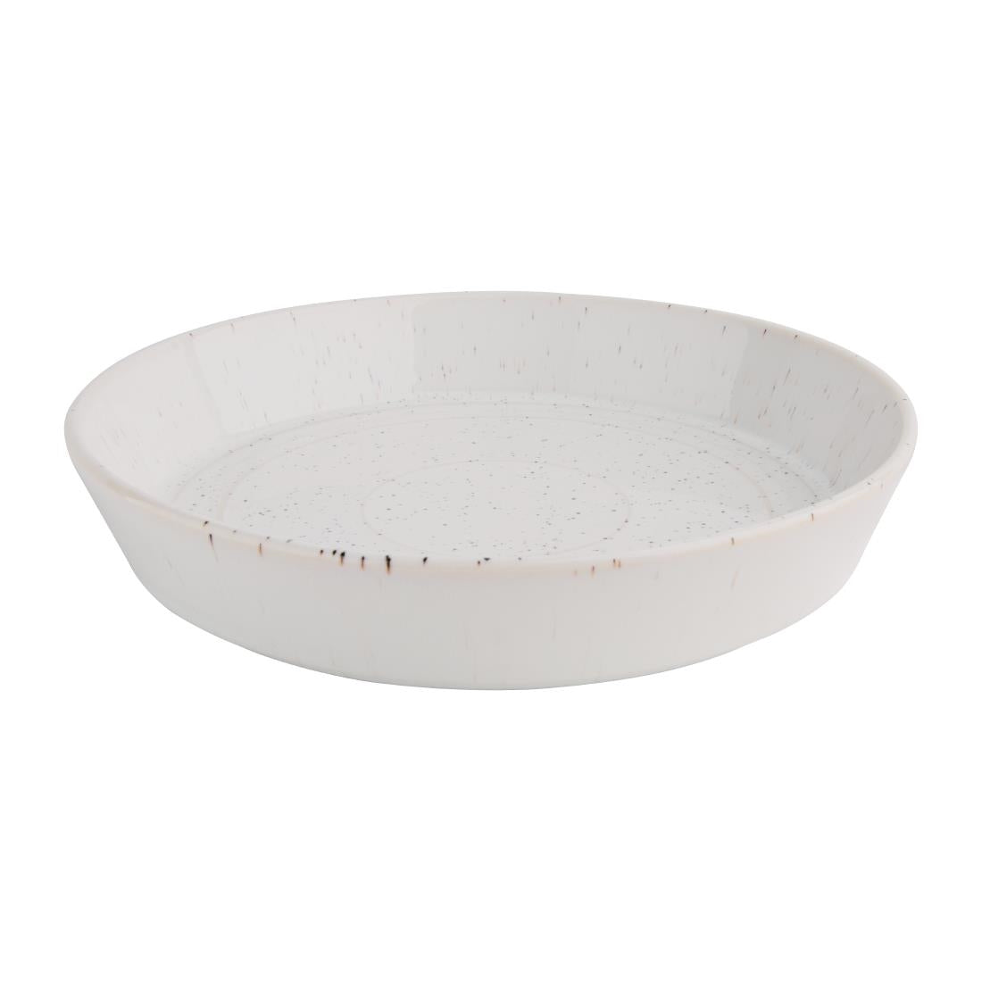 Olympia Cavolo Flat Round Bowls White Speckle 220mm (4 Pack)