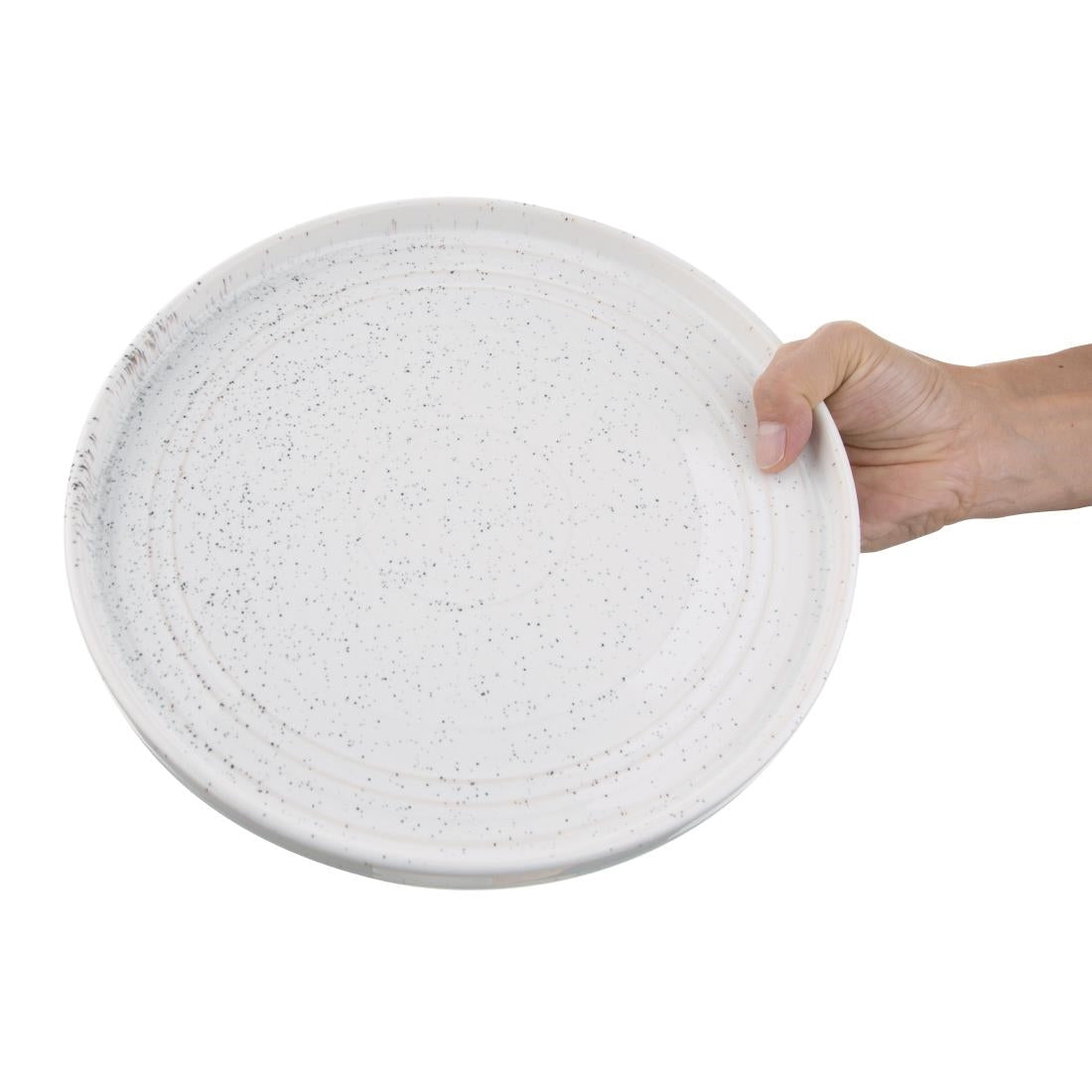 Olympia Cavolo Flat Round Plates White Speckle 270mm (4 Pack)