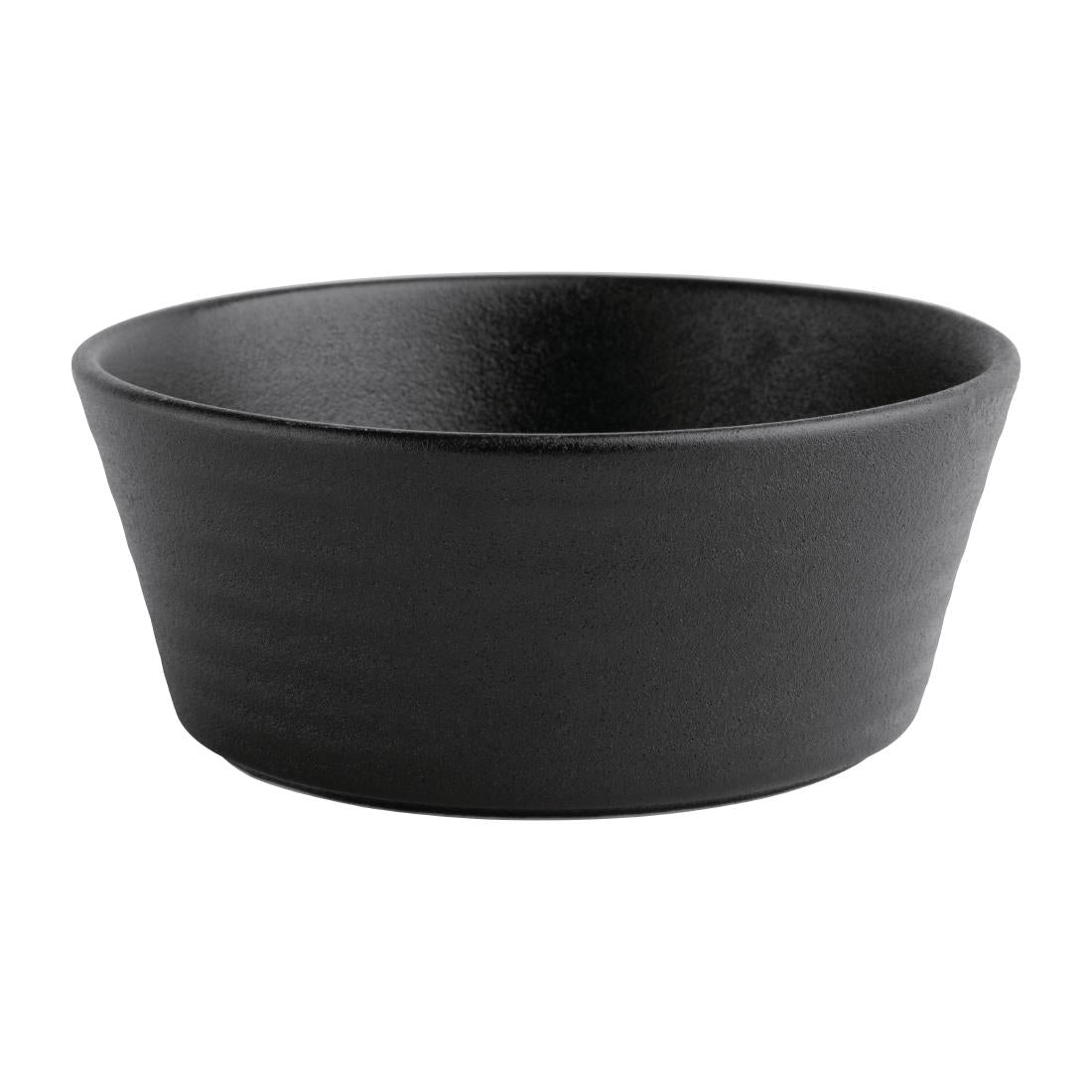 Olympia Cavolo Flat Round Bowls Textured Black 143mm (6 Pack)