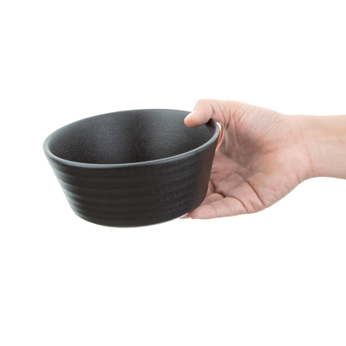 Olympia Cavolo Flat Round Bowls Textured Black 143mm (6 Pack)