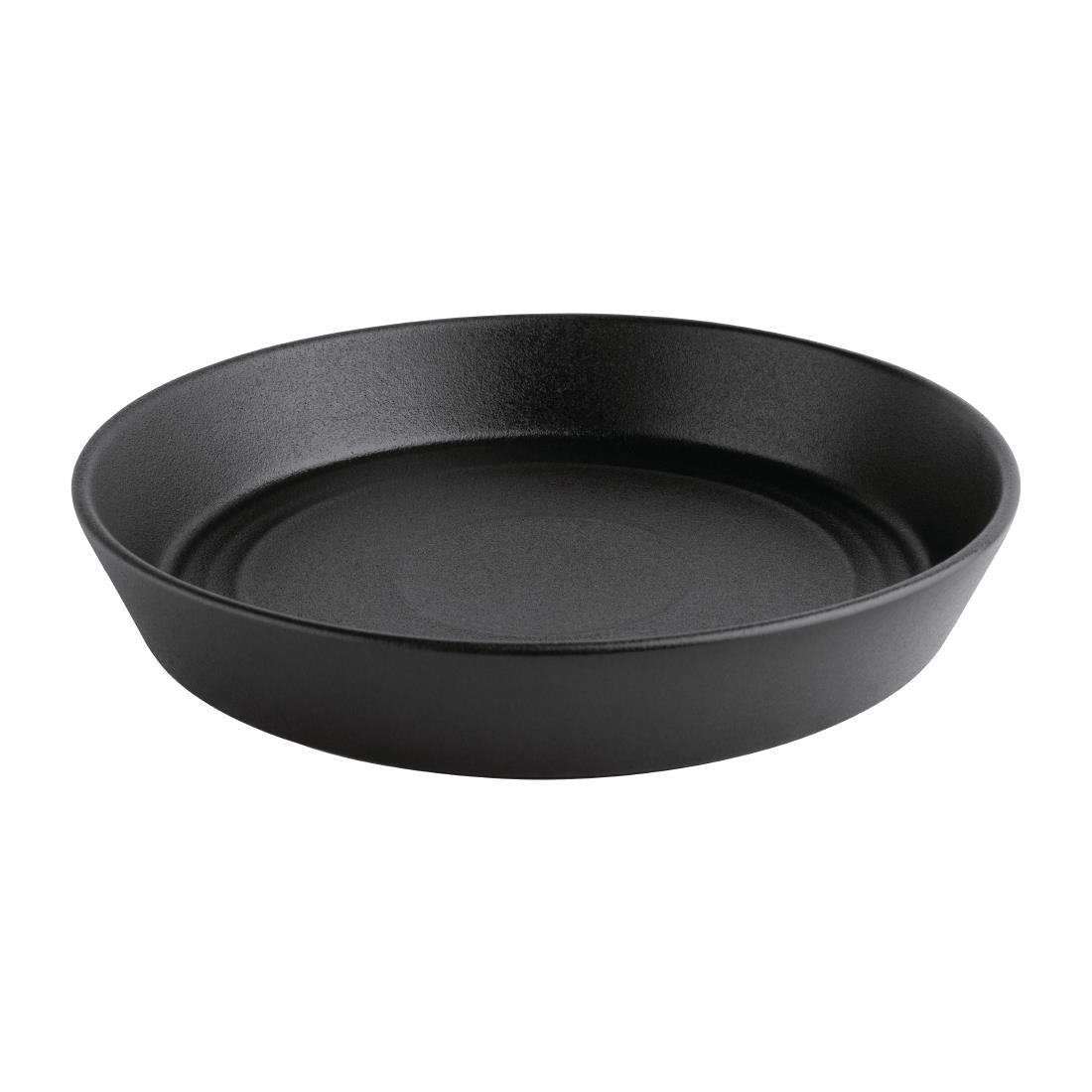 Olympia Cavolo Flat Round Bowls Textured Black 220mm (4 Pack)