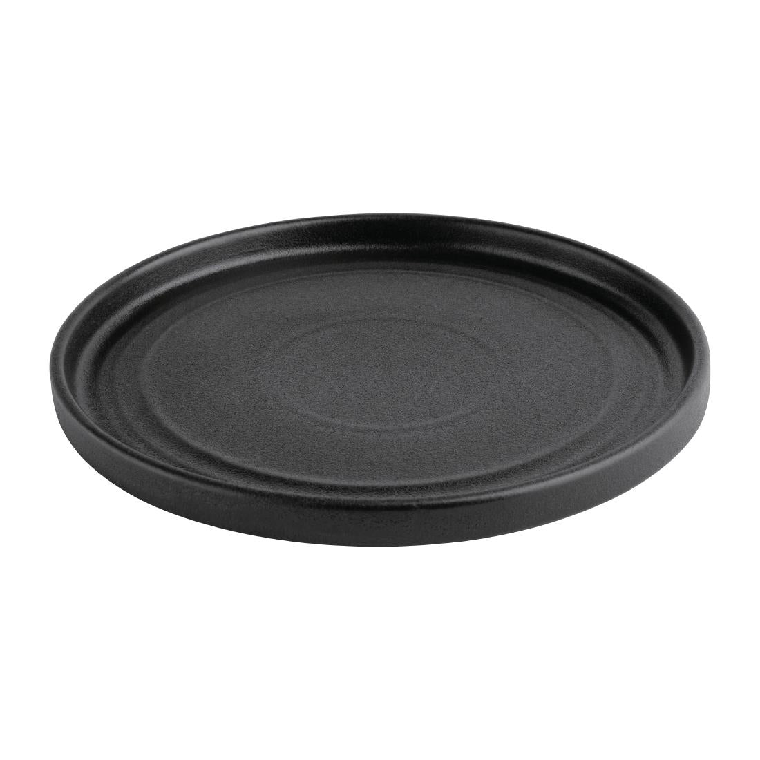 Olympia Cavolo Flat Round Plates Textured Black 180mm (6 Pack)