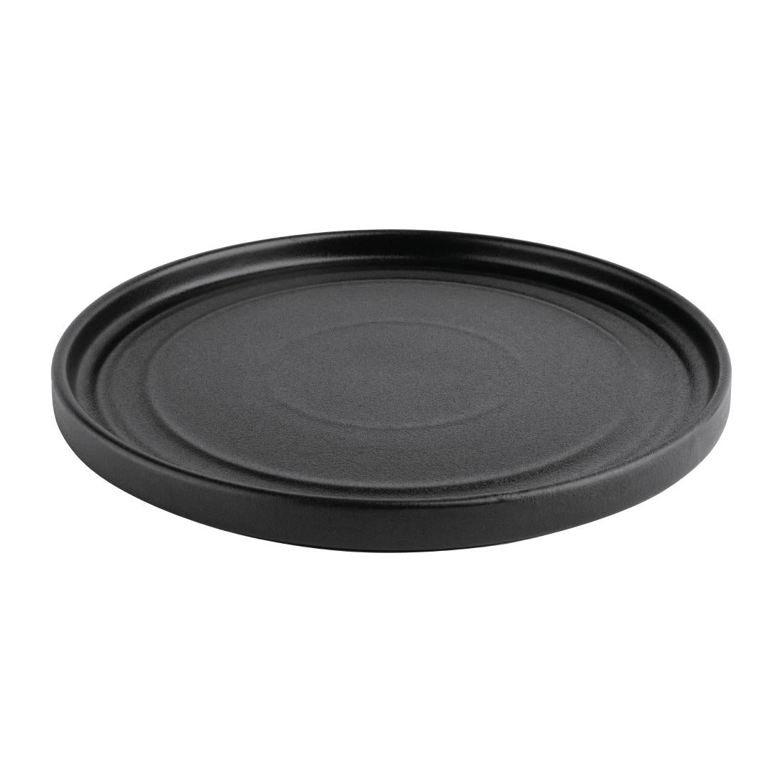 Olympia Cavolo Flat Round Plates Textured Black 220mm (6 Pack)