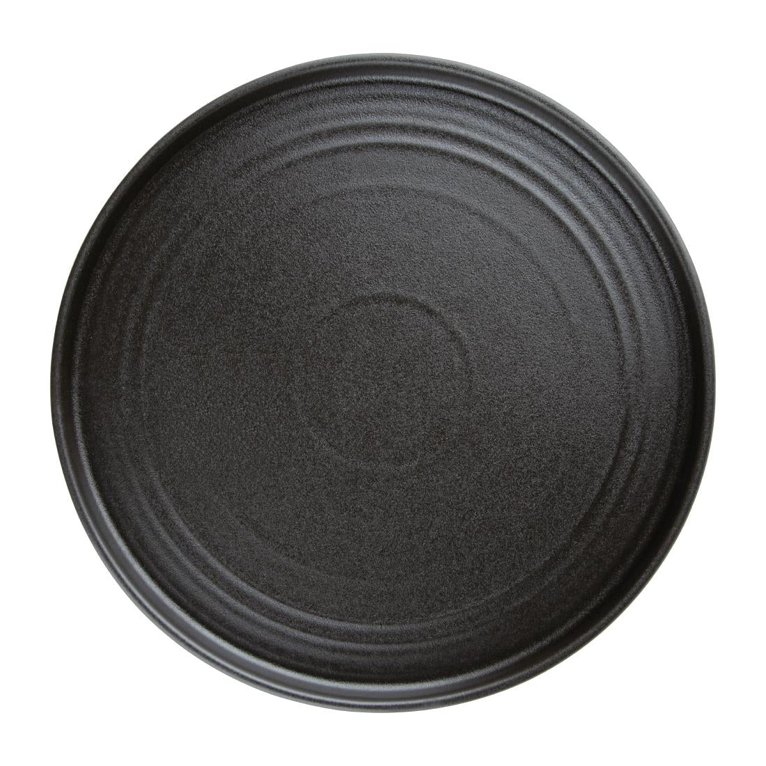 Olympia Cavolo Flat Round Plates Textured Black 270mm (4 Pack)