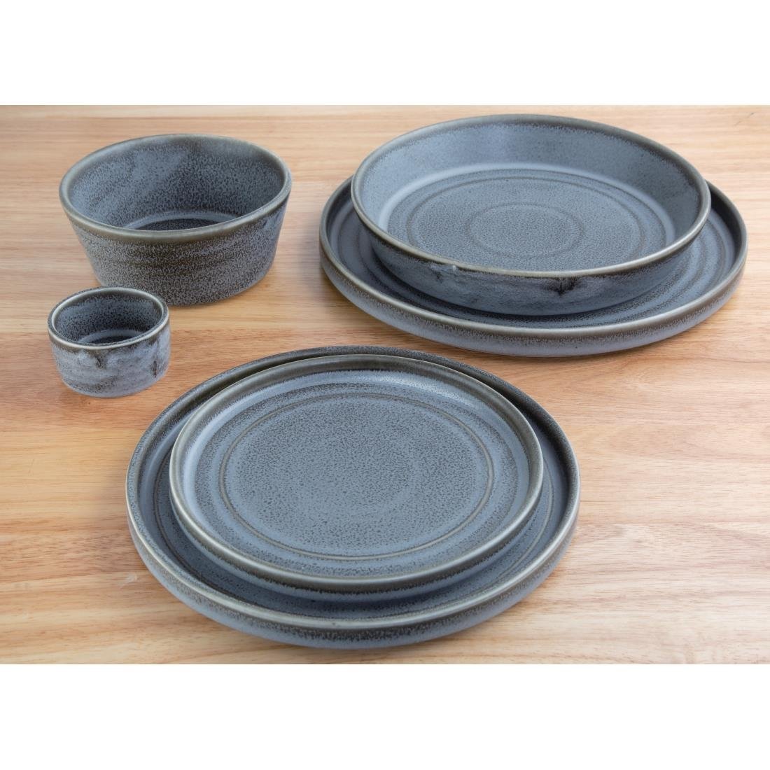 Olympia Cavolo Flat Round Plates Charcoal Dusk 220mm (6 Pack)