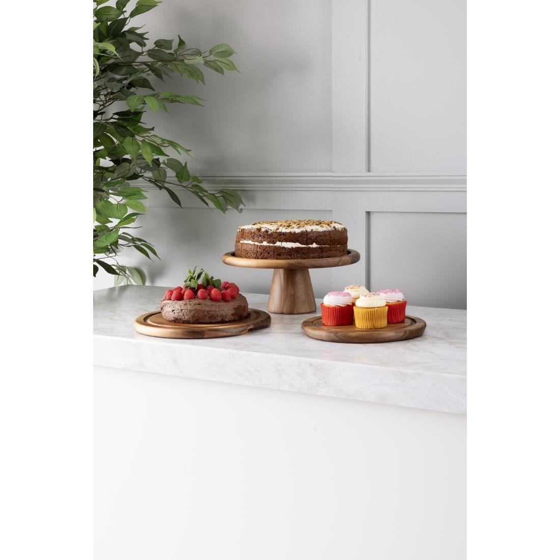 Olympia Acacia Cake Stand 305x127(H)mm