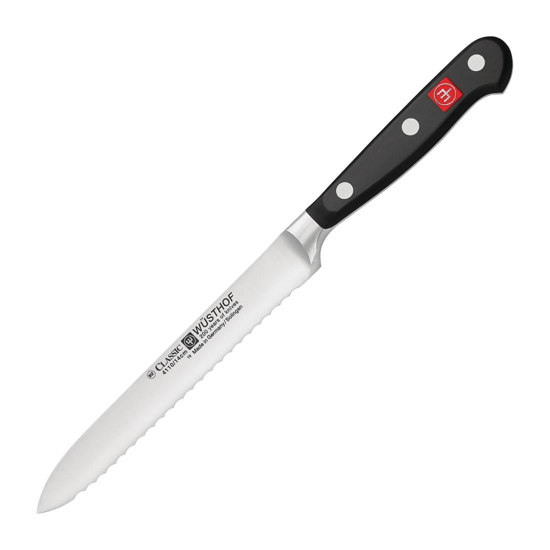 Wüsthof Classic Serrated Utility Knife Black 14cm