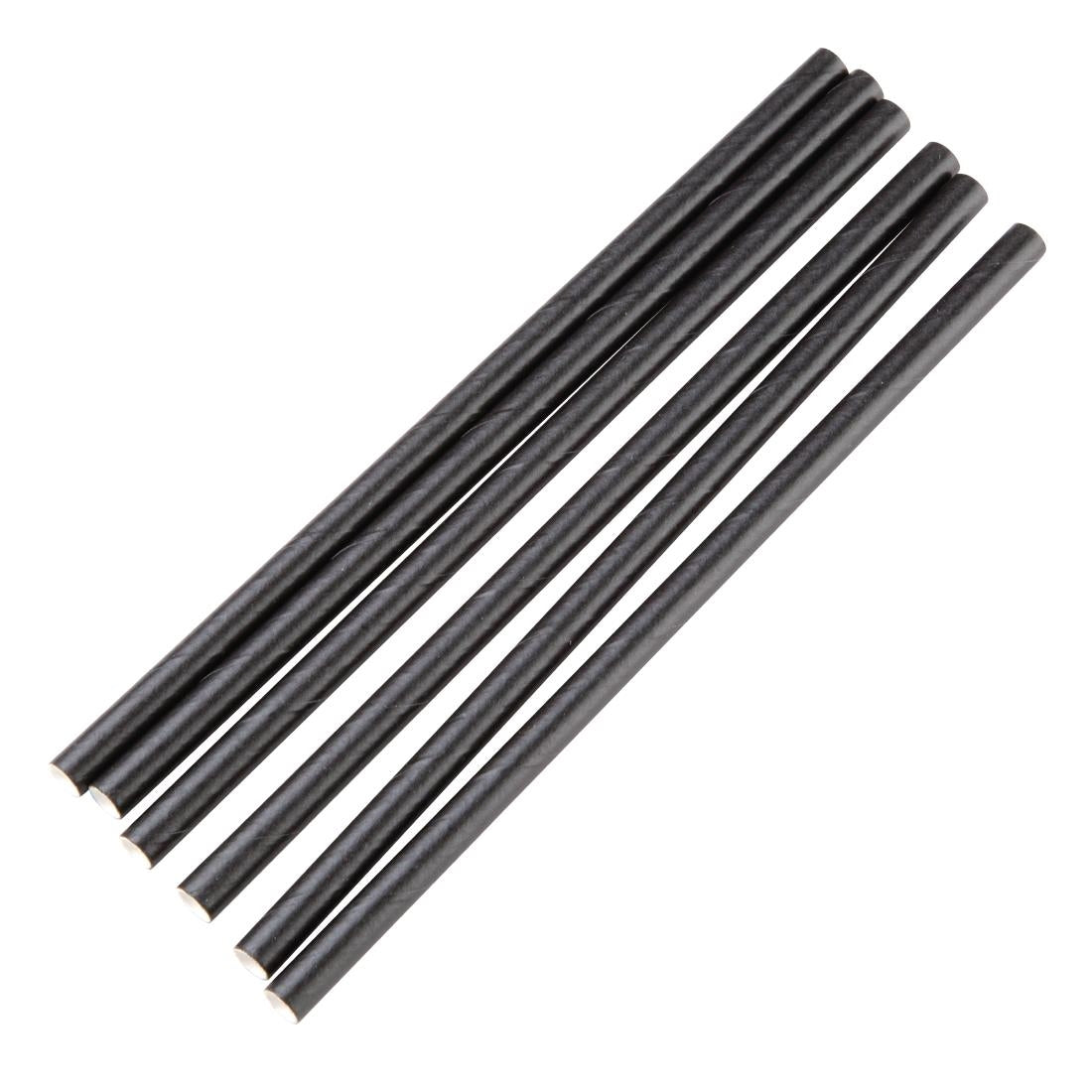 Fiesta Compostable Individually Wrapped Paper Cocktail Stirrer Straws Black (250 Pack)