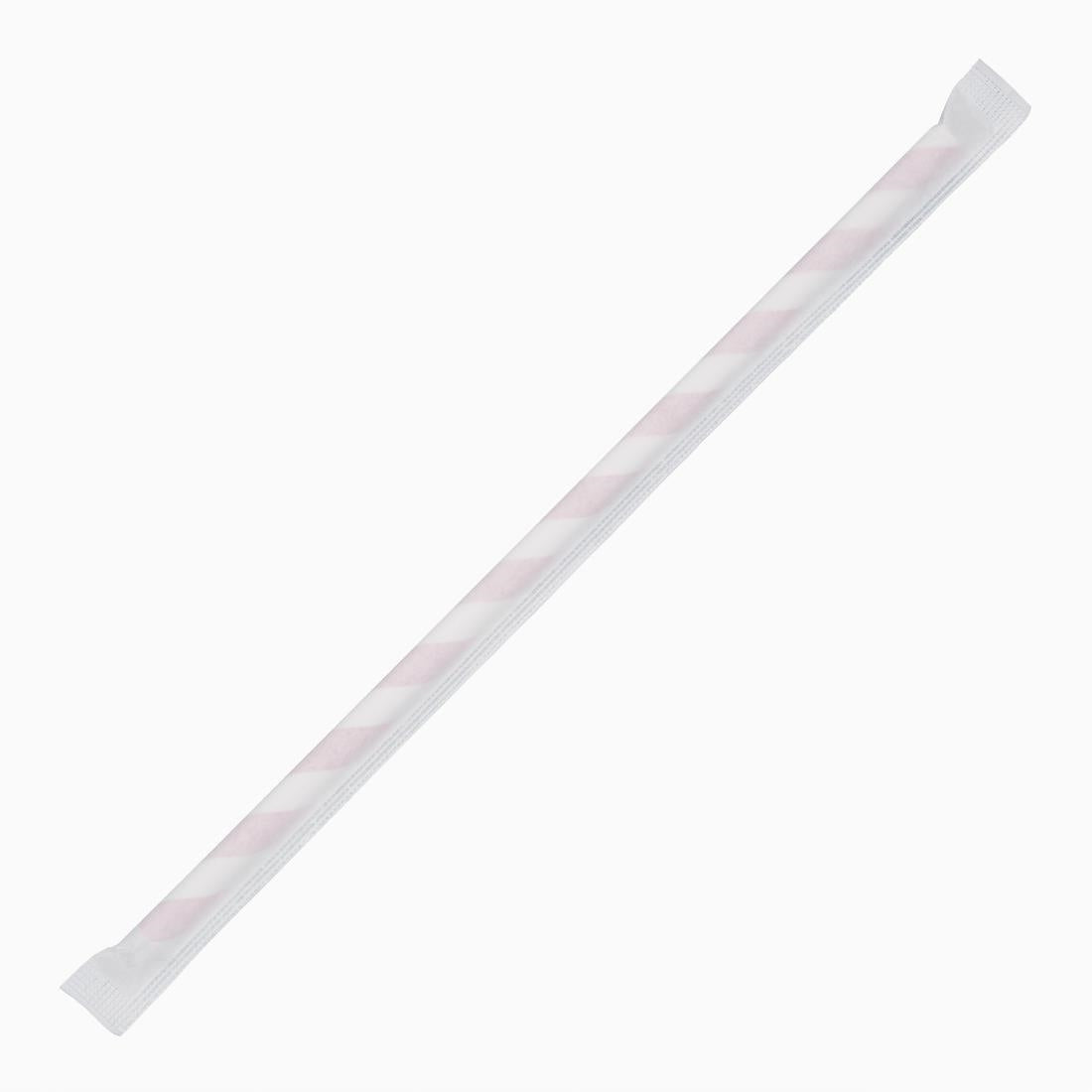 Fiesta Compostable Individually Wrapped Paper Straws Red Stripes (250 Pack)