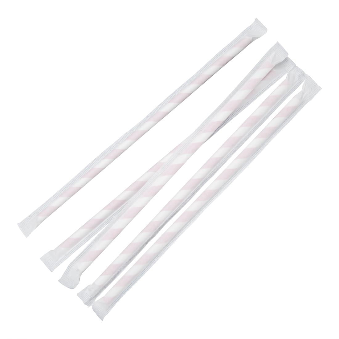 Fiesta Compostable Individually Wrapped Paper Straws Red Stripes (250 Pack)