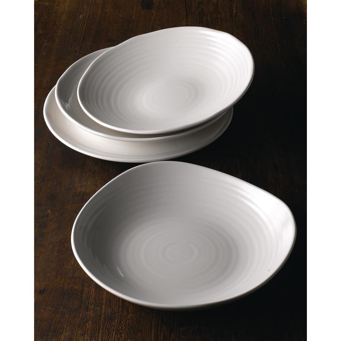 Dudson White Organic Coupe Wobbly Bowls 295mm (6 Pack)