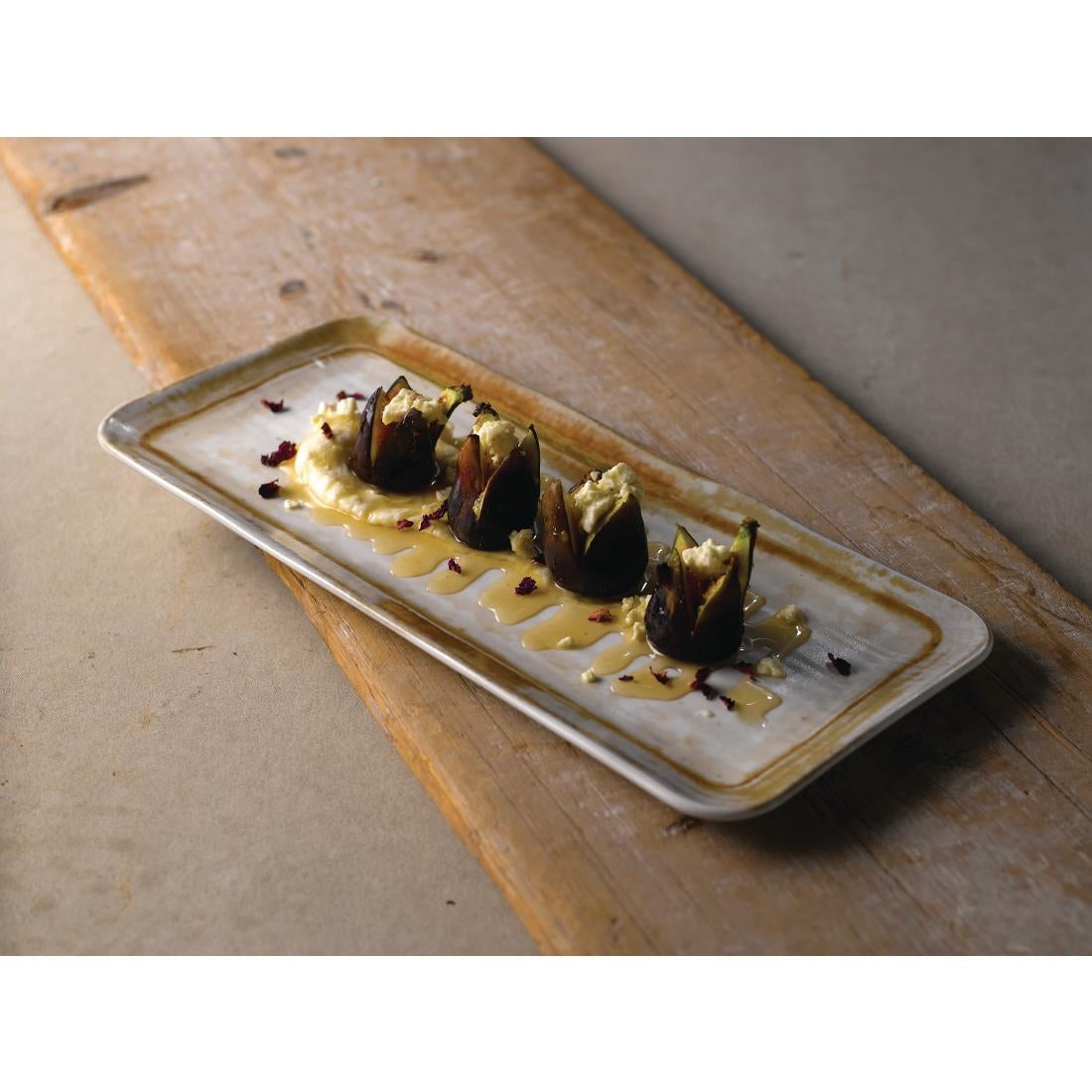 Dudson Finca Sandstone Organic Rectangular Plates 340x156mm (12 Pack)