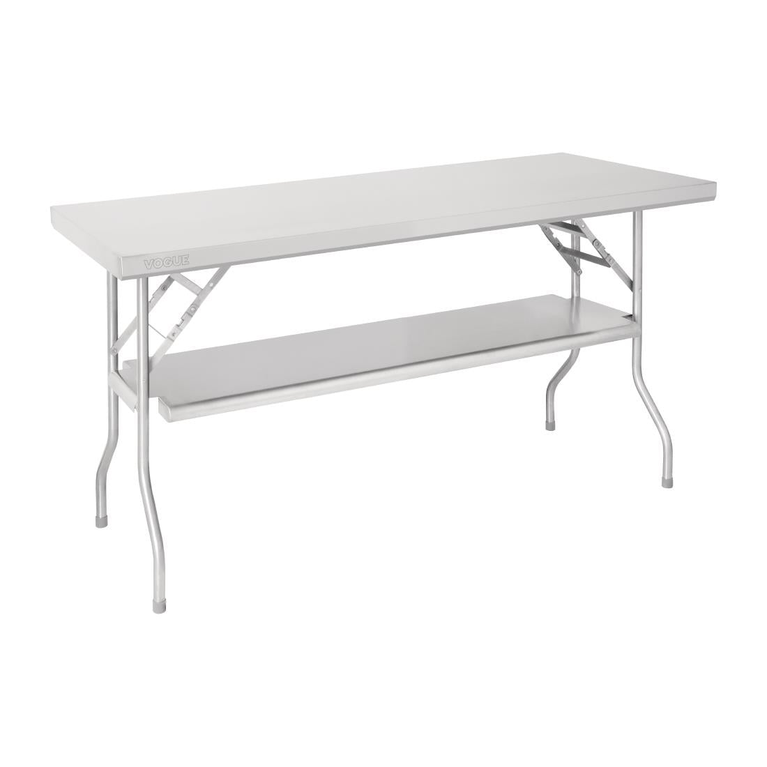 Vogue Stainless Steel Folding Work Table Undershelf 1220x610x780mm