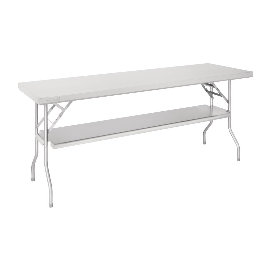 Vogue Stainless Steel Folding Work Table Undershelf 1830x610x780mm