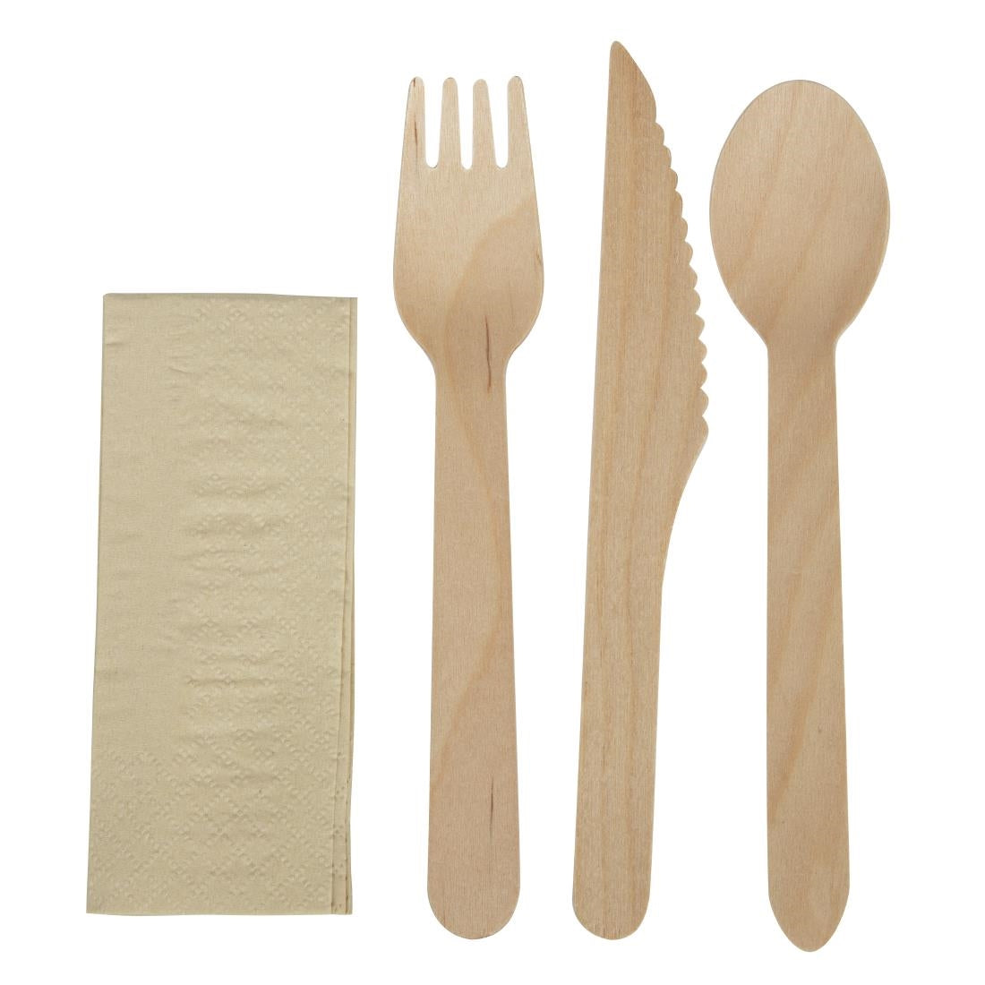 eGreen Individually Kraft Wrapped 4-in-1 Wooden Cutlery Set (250 Pack)