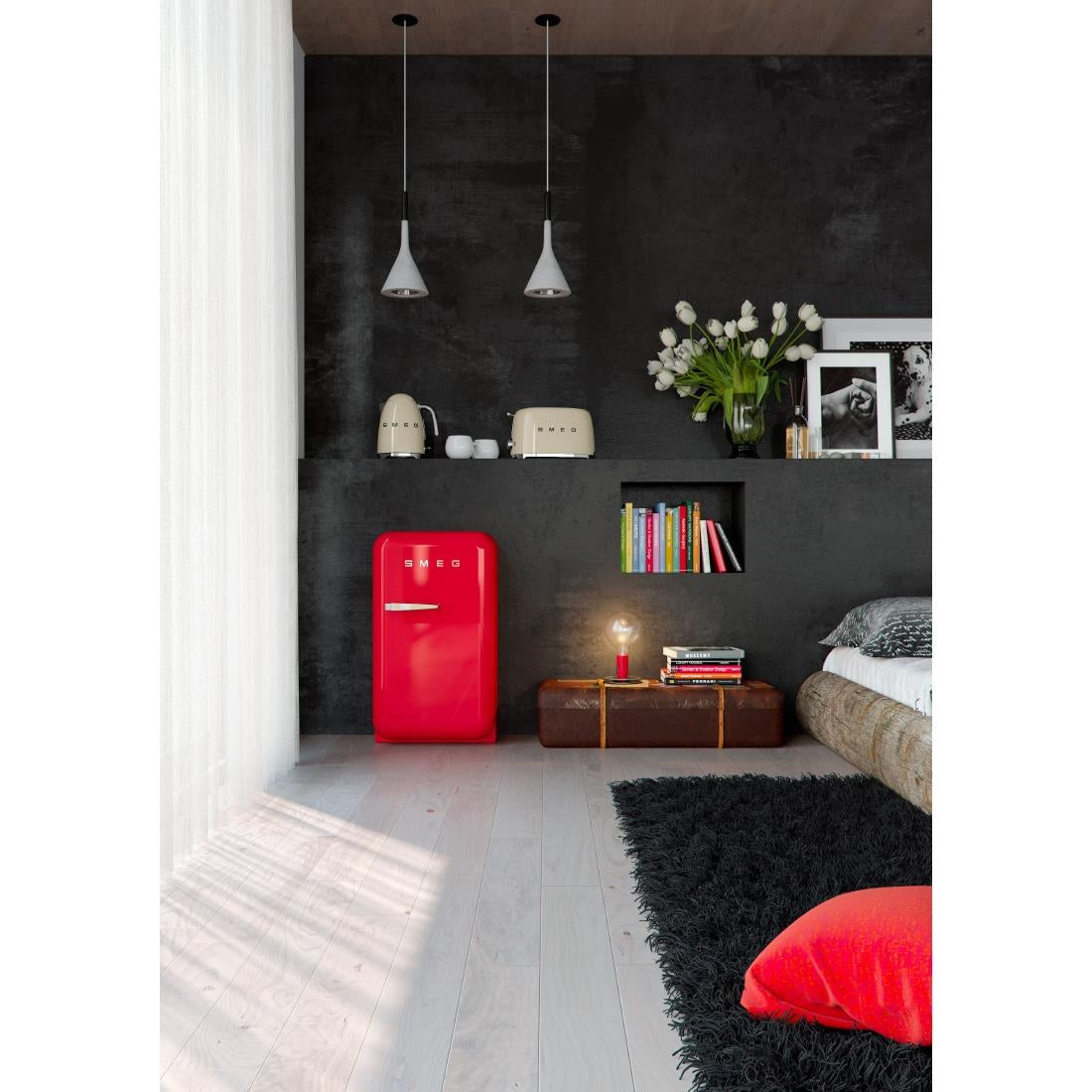 Smeg 50s Retro Mini Bar Fridge Red FAB5RRD5