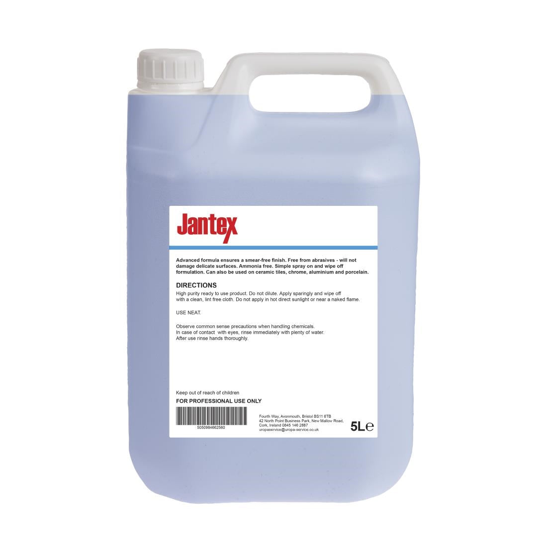 Jantex Glass and Stainless Steel Cleaner Ready To Use 5Ltr