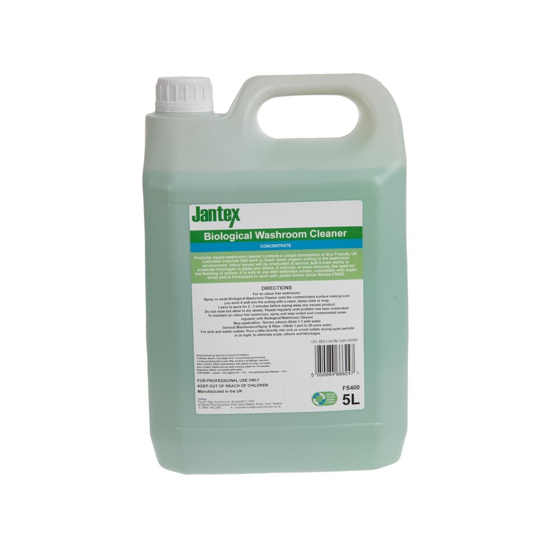 Jantex Green Biological Washroom Cleaner Concentrate 5Ltr