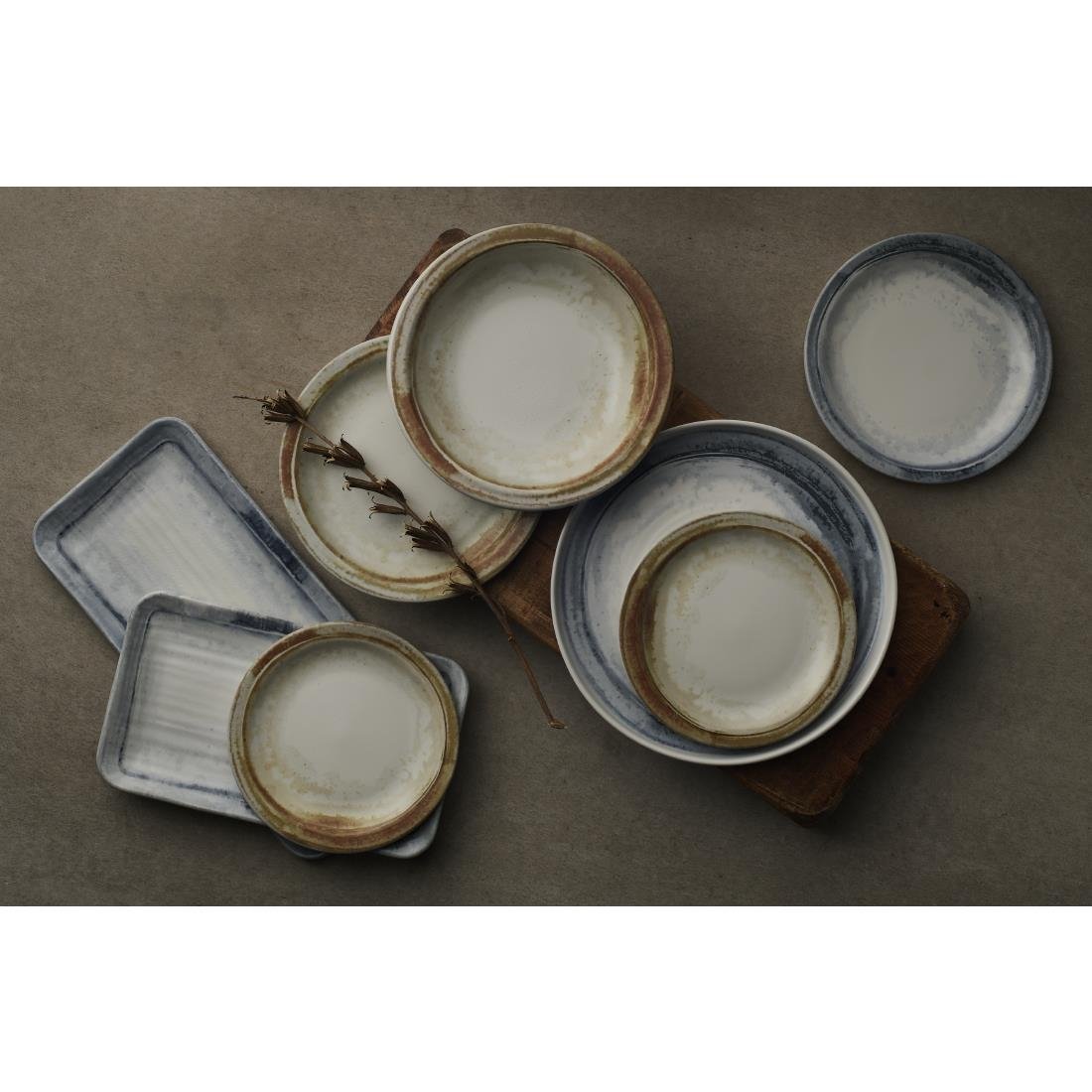 Dudson Makers Finca Limestone Organic Coupe Rect Plat 338x155mm (6 Pack)