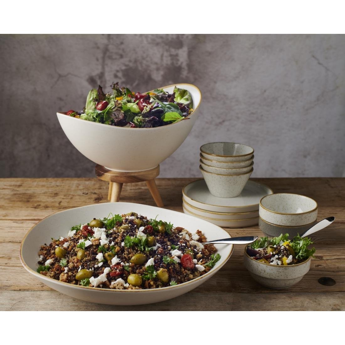 Churchill Melamine Stonecast Moonstone Buffet Bowl 360mm (2 Pack)
