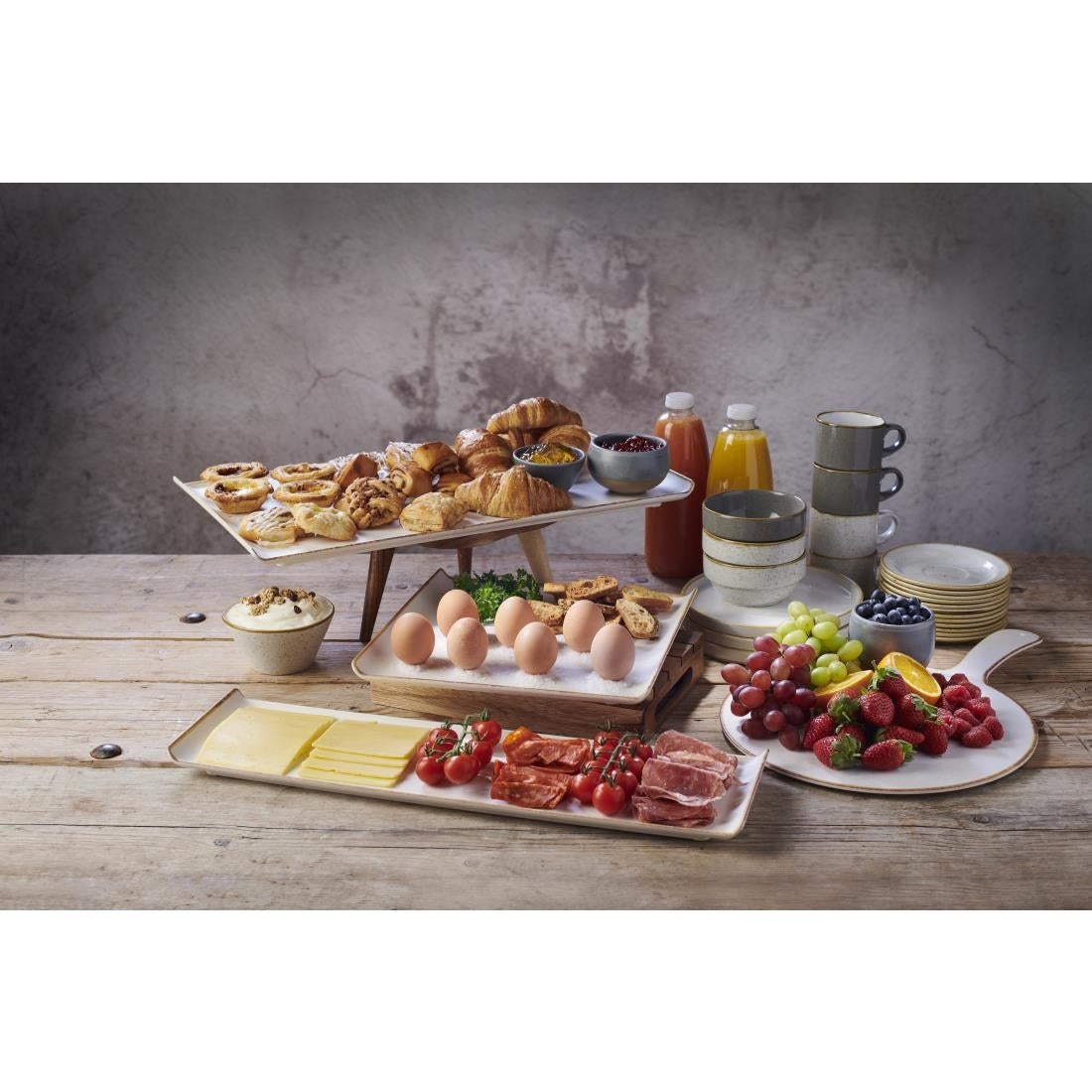 Churchill Melamine Stonecast Rectangular Buffet Tray 559x152mm (4 Pack)