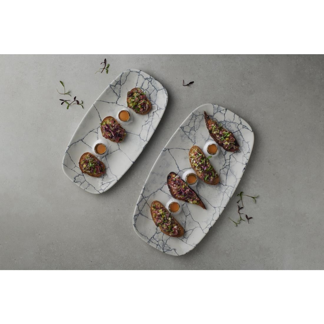 Churchill Studio Prints Kintsugi Pearl Chefs Oblong Plates Grey 355x189mm (6 Pack)