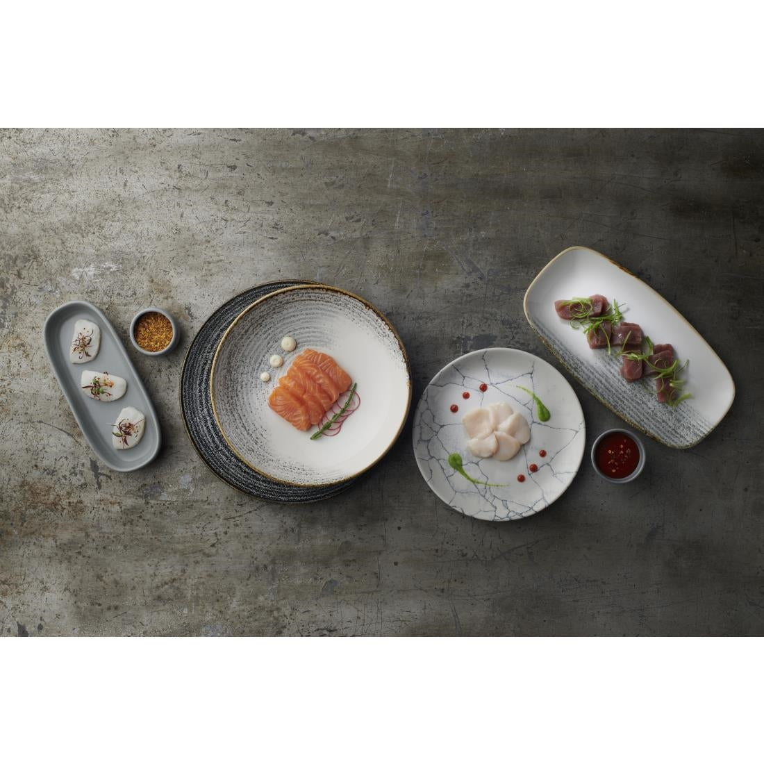 Churchill Studio Prints Homespun Accents Chefs Oblong Plates Jasper Grey 355x189mm (6 Pack)